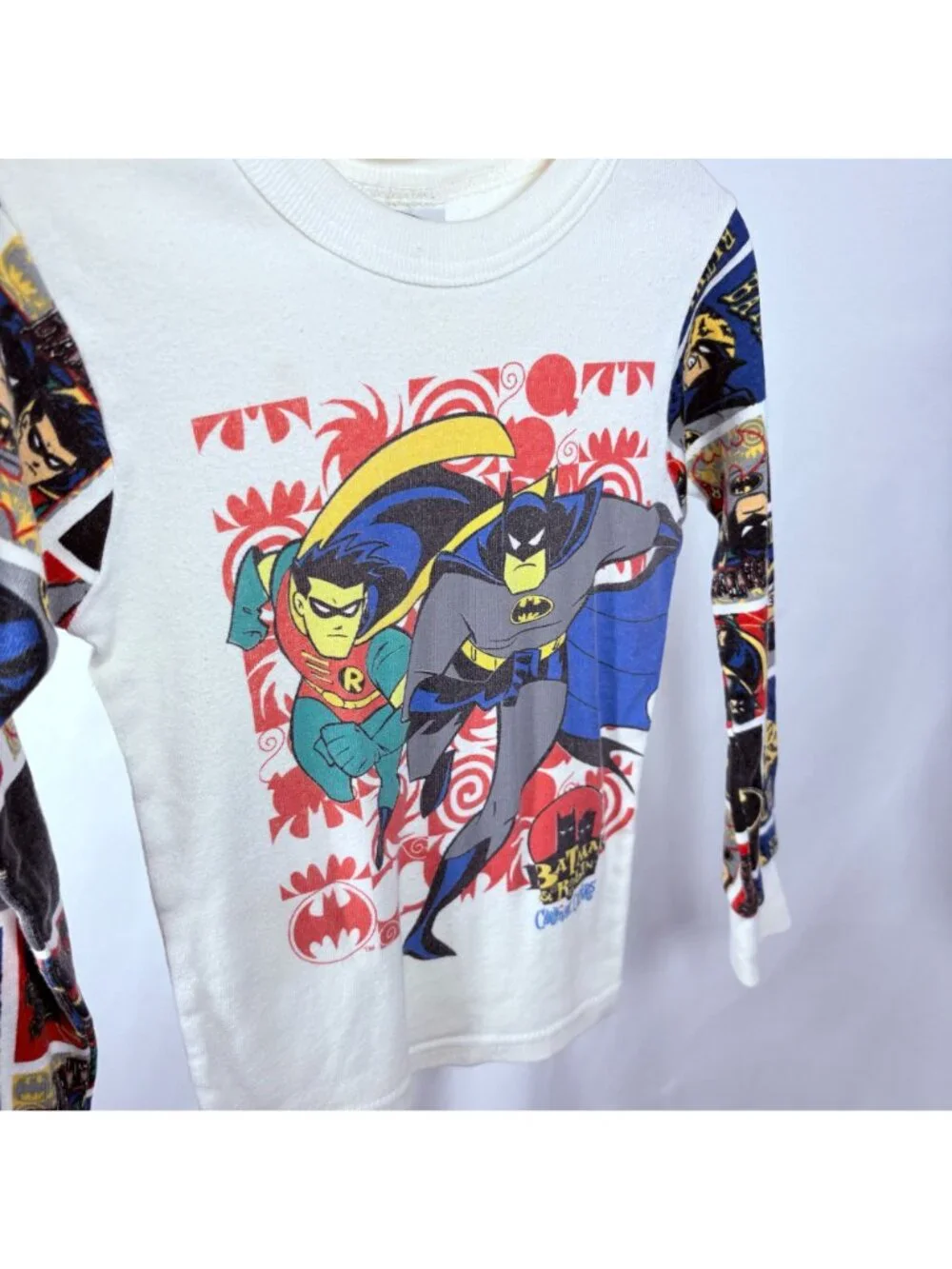 Vintage 1990s 90s Batman Robin AOP Long Sleeve Pajamas PJ Pajama Set 5 - 6
